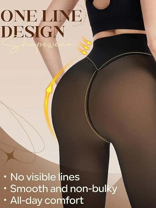 New Compression Band Model One-Seam Translucent Fleece Lined Tights