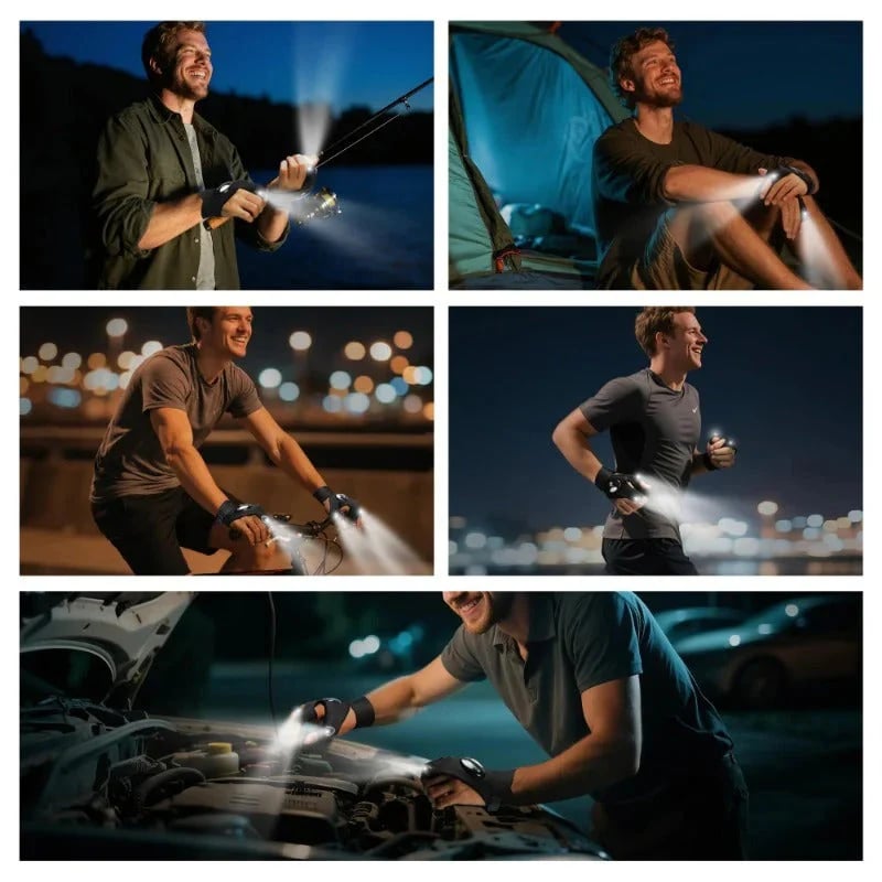 🔥Last Day Buy 2 Get 1 Free:LED Flashlight Waterproof Gloves - Practical Durable Fingerless Gloves