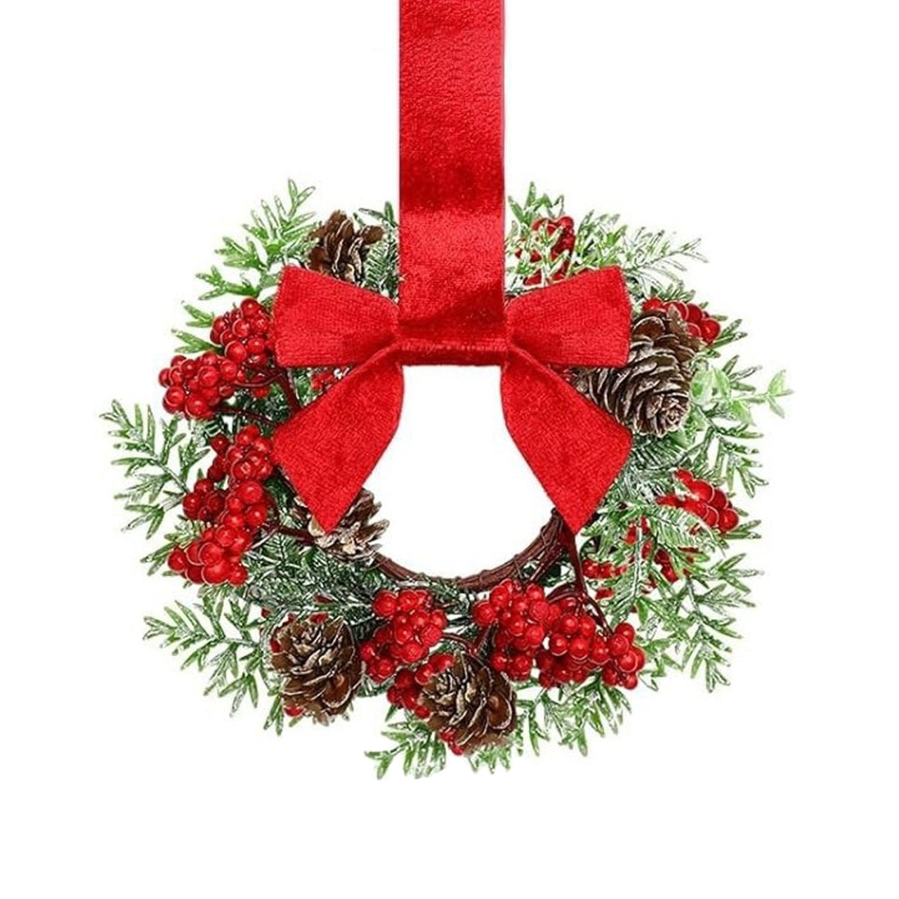 (6 PC) Red pomegranate pine cone wreath