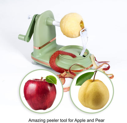 Upgraded Plastic Apple Peeler, Pear Peeler and Apple Slicer Corer with Stainless Steel Blades(one backup blade included)