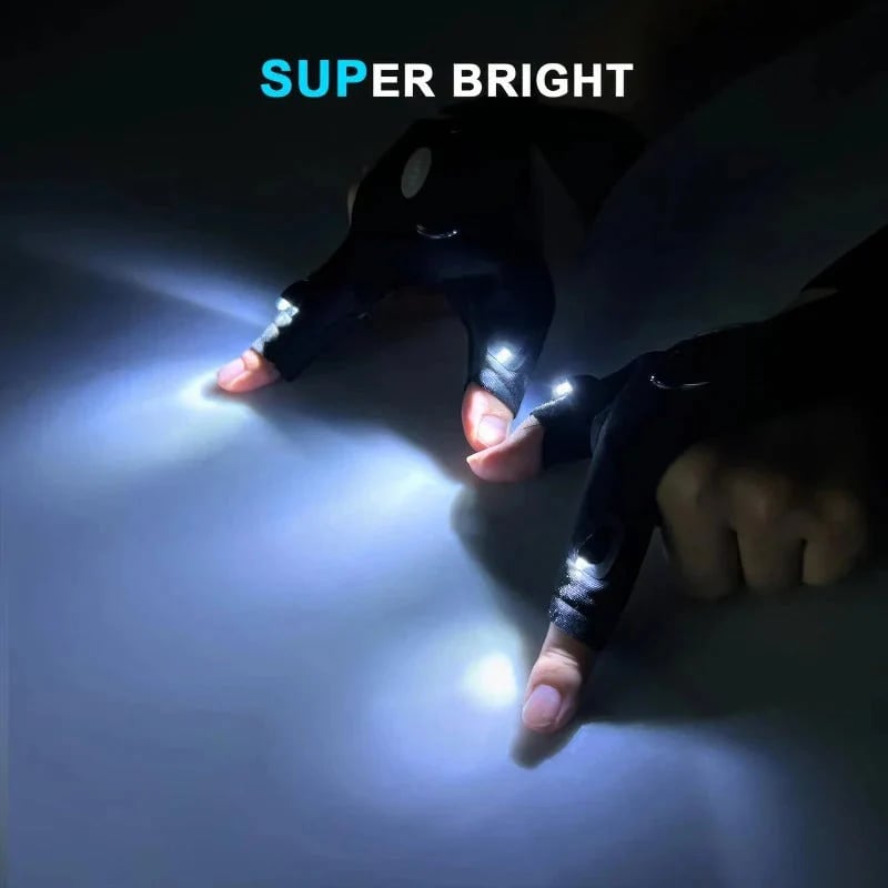 🔥Last Day Buy 2 Get 1 Free:LED Flashlight Waterproof Gloves - Practical Durable Fingerless Gloves