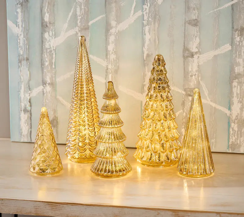 Final 3 Hours: 33%OFF🔥BFF Collection Set of 5 Illuminated Mercury Glass Trees