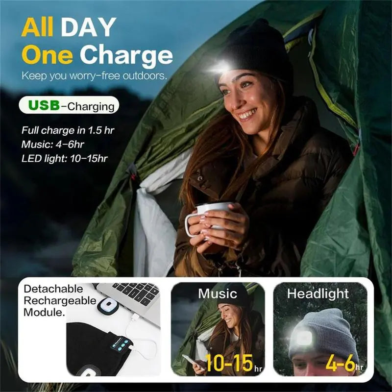 🔥HZA™ Smart Bluetooth Beanie — Music, Light & Warmth Combined