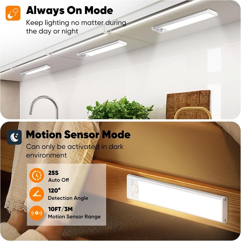 TAILEDEN Under Cabinet Lights,76LED Motion Sensor Night Light Indoor
