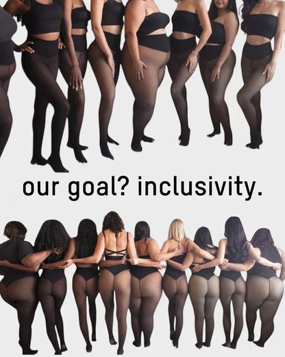 New Compression Band Model One-Seam Translucent Fleece Lined Tights