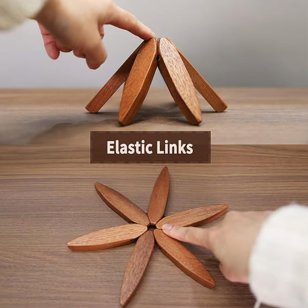 🔥Christmas Early Discount 49% Off✨Natural Tree Trivet Set - 4 Wooden Trivets & 1 Stand Like a Christmas Tree